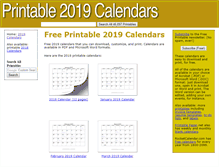 Tablet Screenshot of printable2019calendars.com